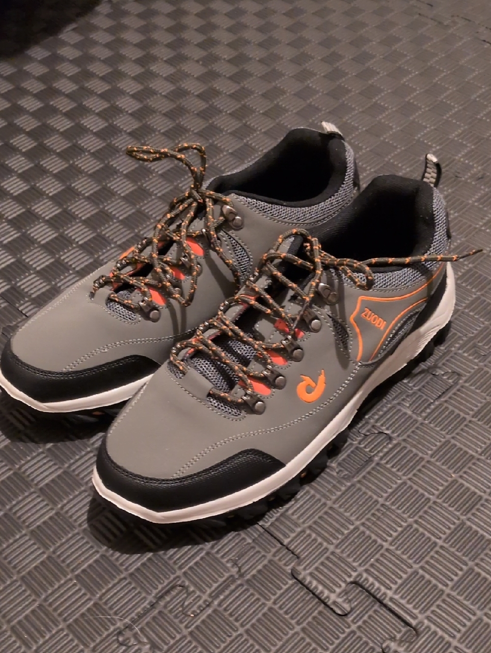 Men's Gray and Orange Trail Sneakers by
